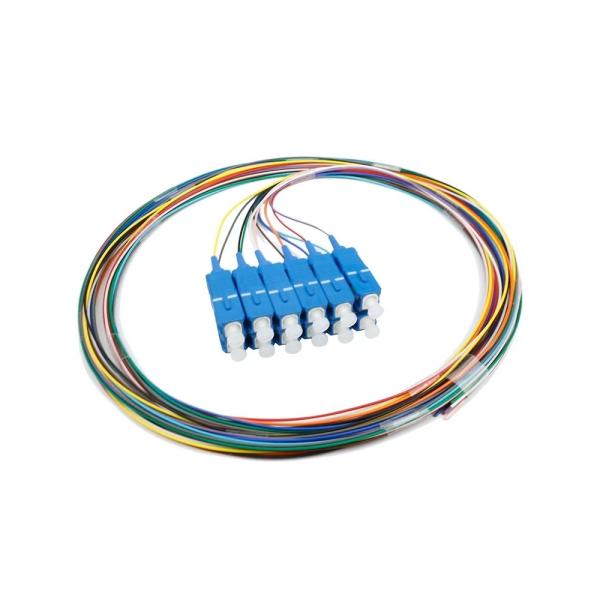 2 Core Single Mode Fiber Optic Pigtail SC UPC SC APC 12 Color Coded Low Loss