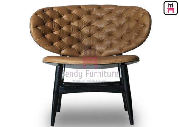 Tufted Leather Restaurant Dining Room Chairs VIP Room Over Size Shell Shape