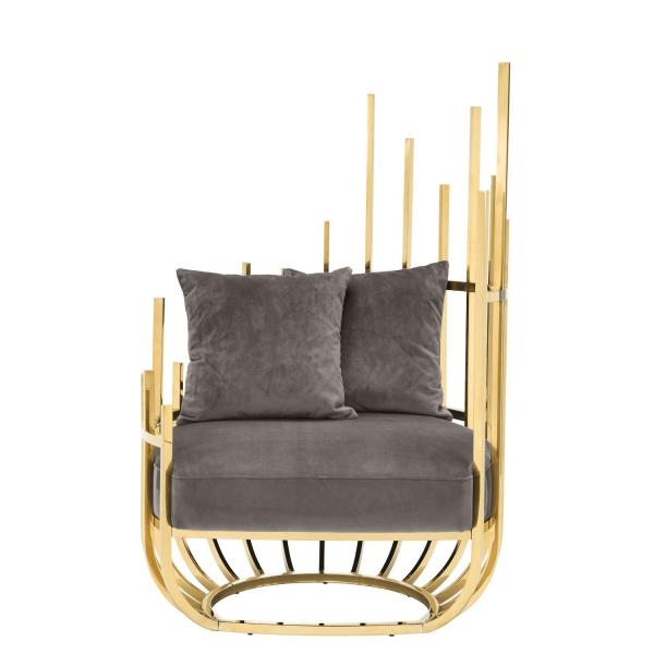 Eichholtz Santorini Velvet Single Sofa Chair Seater With Stainless Steel Frame