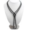 Buy cheap Luxury Black Round 8mm Shell Pearl Sweater Necklace 55 Inches (N08736) from wholesalers