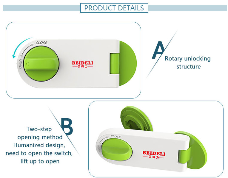 ABS Rotating Lock Classical Child Safety Cabinet Locks , Baby Safety Window Locks