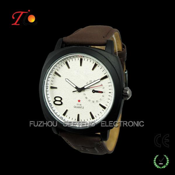 Buy cheap High Quality Alloy case color customize dial Quartz Wrist Watches with PU leather band for Men from wholesalers