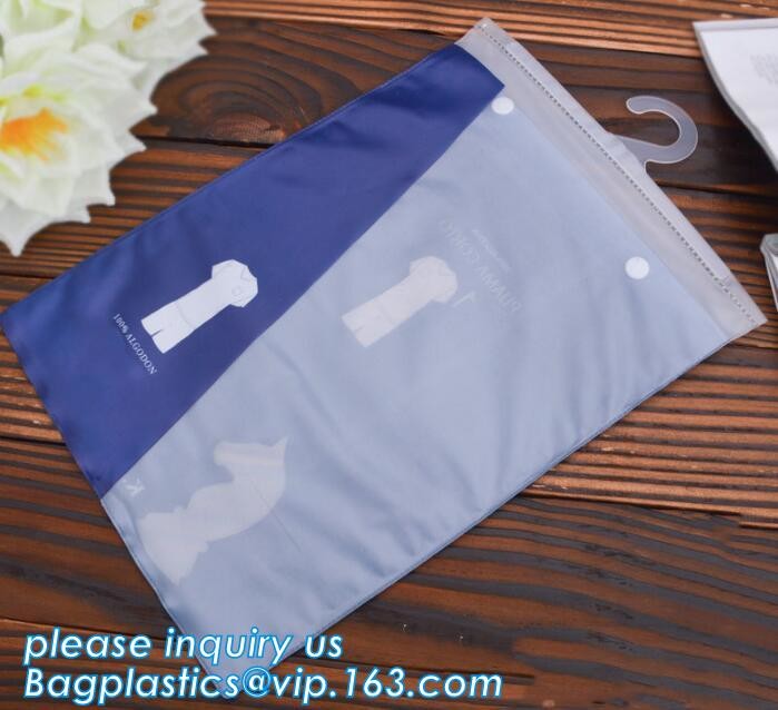Printed PE Hanger Hook Zipper Bag For Women's Underwear,hanger hook plastic bag with low price,waterproof pvc swimwear b