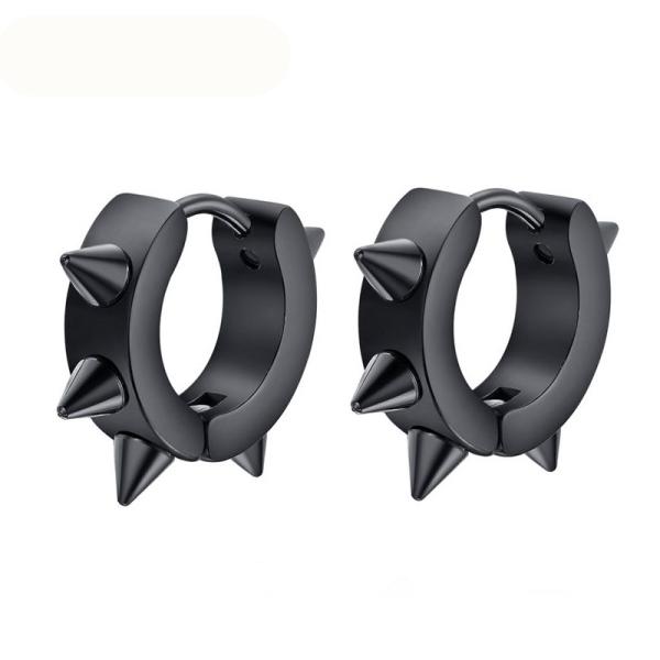 Meaeguet Black Gothic Punk Stud Earrings For Women Men 316L Stainless Steel