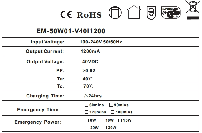 Own mold Constant Current Emergency LED Driver 24W , LED Driver Module For Linghts