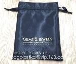 Large Black Satin Dust bag,Rose Gold Satin Drawstring Bag For Jewelry,Black