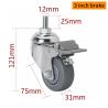 Buy cheap TPE 3 Inch Metal Casters Chrome Coating 75mm Swivel Castors With Brakes from wholesalers