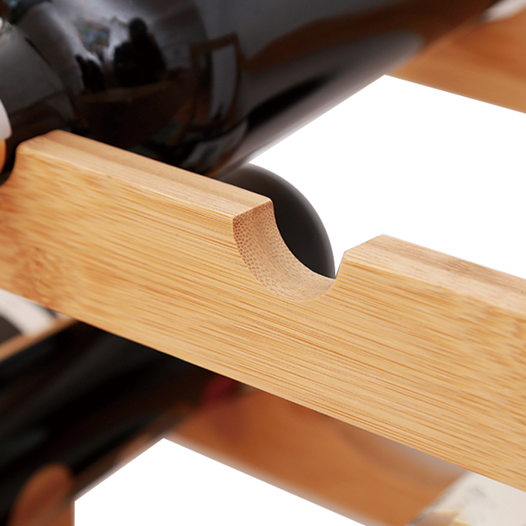 Direct Natural Bamboo Color Non-folding Wine Rack with 4 Layers and 16 Bottle Capacity