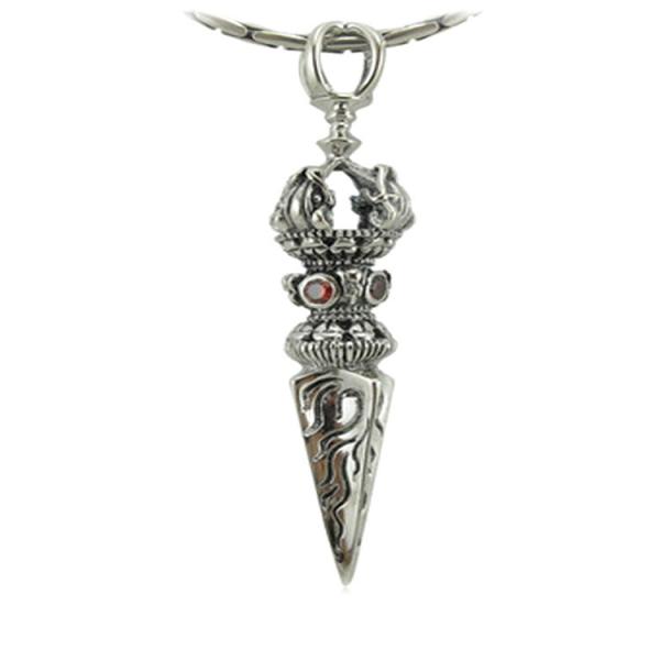 Men's Stelring Silver Wheat Chain Thai Silver Vintage Vajra Pestle Amulet
