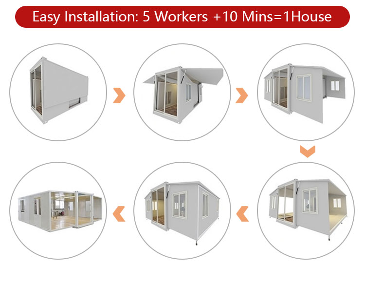 Double Wing Container House with Red Steel Door and Online Technical Support Provided