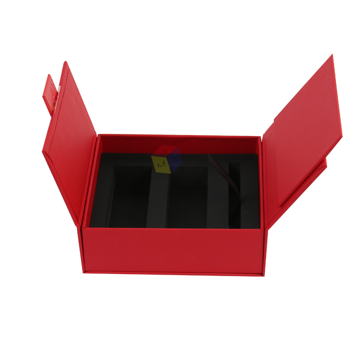 Custom Logo Double Door Design Magnetic Closure Paper Gift Lip Gloss Packaging Box with Foam Insert Rigid Boxes