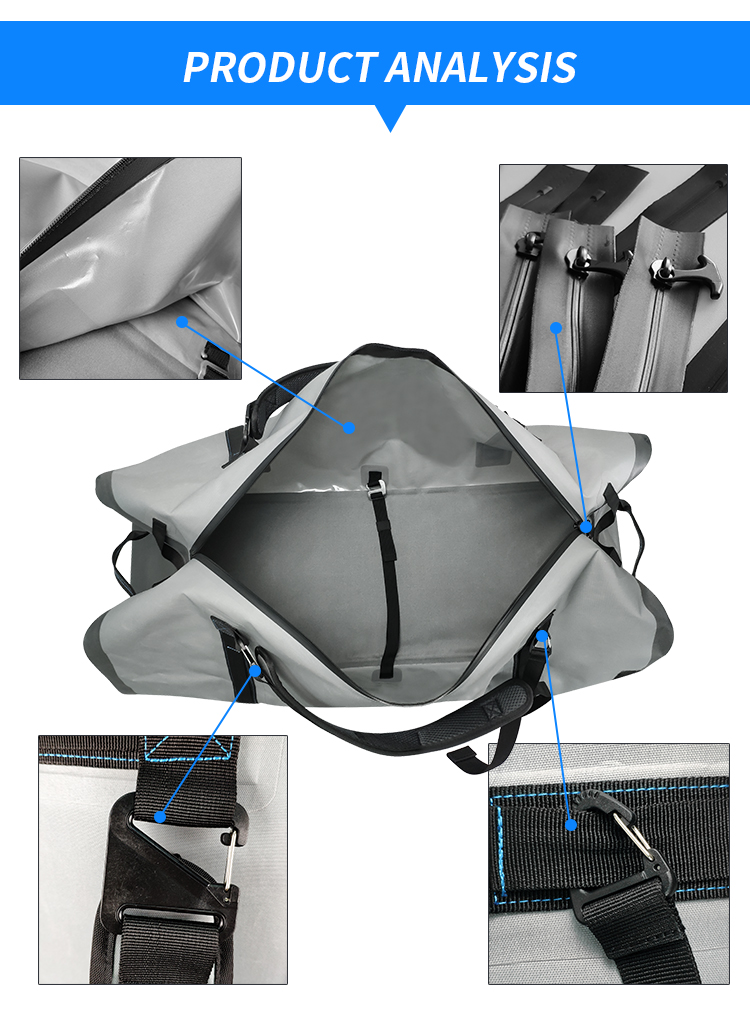 Light Gray 120L Waterproof Duffel Bag For Outdoor Tourism Camping