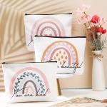 Rainbow Cosmetic Bag 4 Pieces Inspirational Quotes Canvas Cosmetic Bags