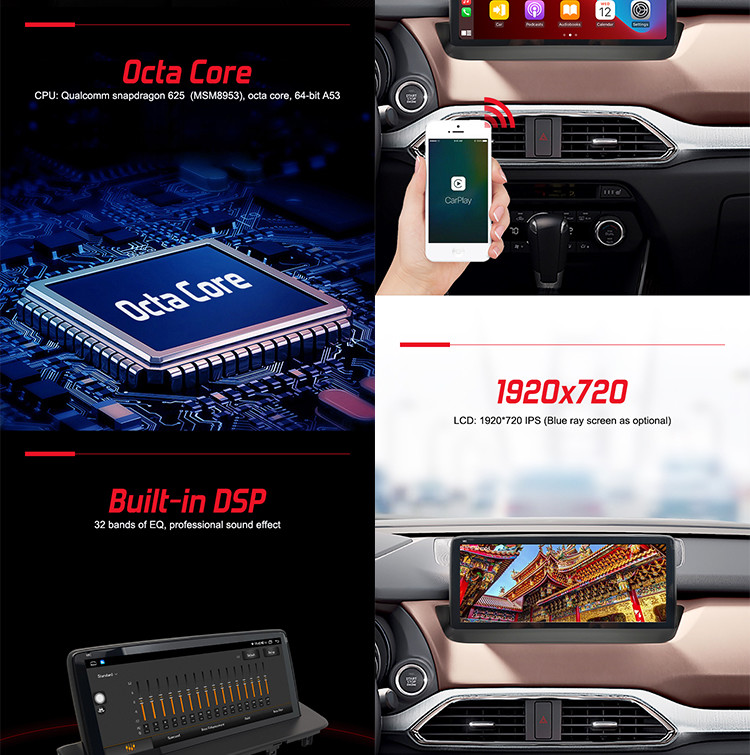 Mazda Car stereo for Mazda CX9 with dual system 10.25inch screen support built-in 360 panorama camera