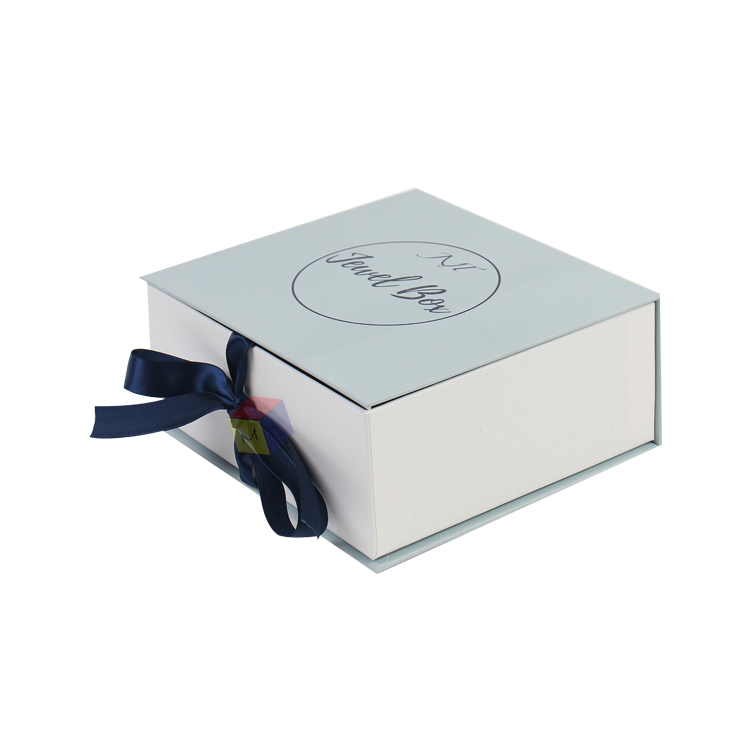 Custom Jewelry Packaging Box Bracelet Gift Box With Matt Lamination And Ribbon Closure