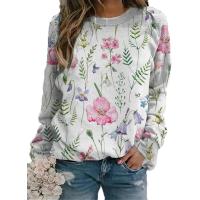 Buy cheap Women'S Floral Sublimation Print Sweater Loose Vintage FLower Graphic Pullover product