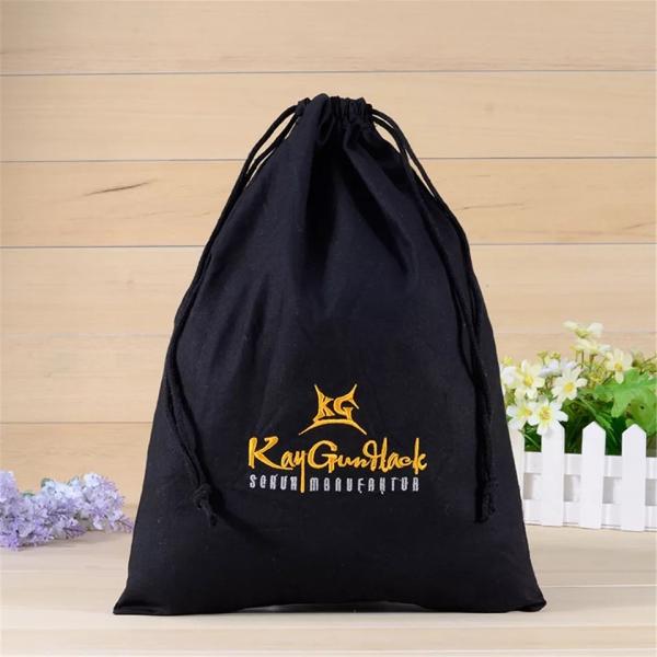 Buy cheap Black 100 Cotton Promotional Gift Bags With Silk Screen Printing Hot Stamping from wholesalers