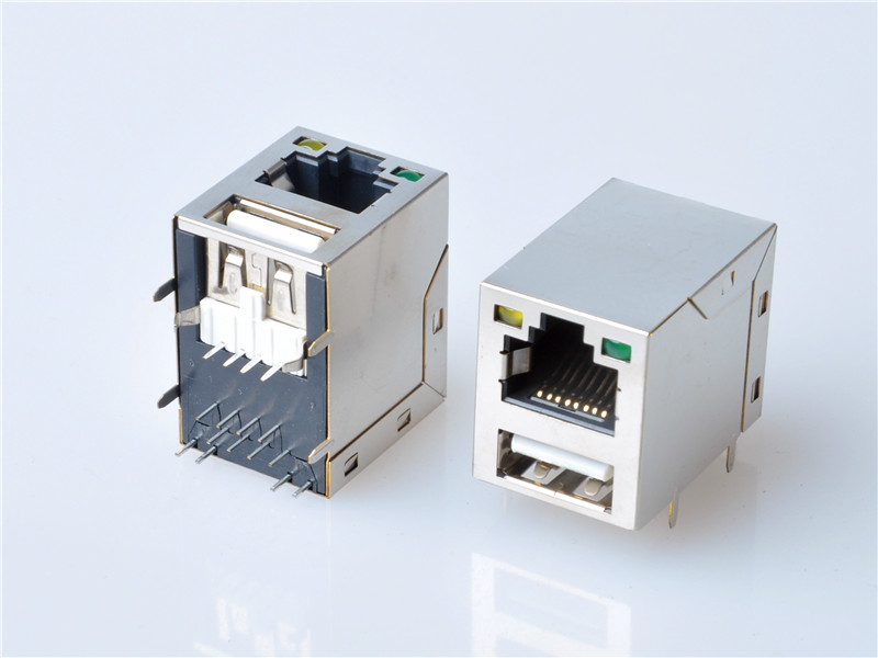 Industrial RJ45 jacks with Integrated Magnetics, USB+RJ45，1000BASE ，HULYN