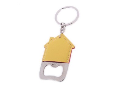 Stainless Steel House Shape Bottle Opener with PVC Case,Custom promotion gift, stainless steel house shape key tag bottl