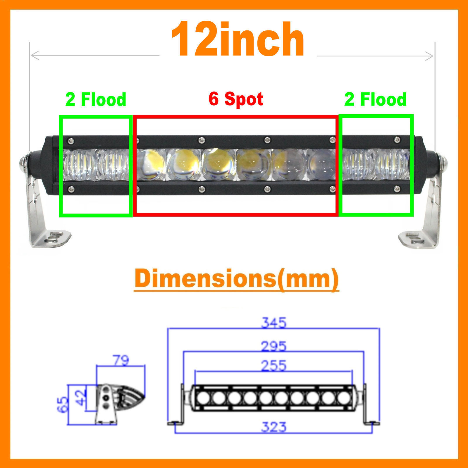 5400 lm 5D+ 12 inch OSRAM 70W LED Light Bar Flood Spot Combo Single Row Offroad Suv slim