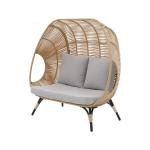 Comfortable Outdoor Double Seat Standing Egg Chair in PE Rattan and Steel Frame