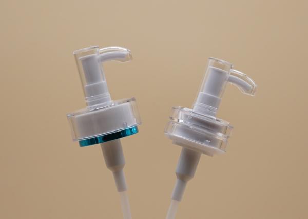 Quality Acrylic Cosmetic Treatment Pumps , Clear Cap White Lotion Pump Silk Screen Printing for sale