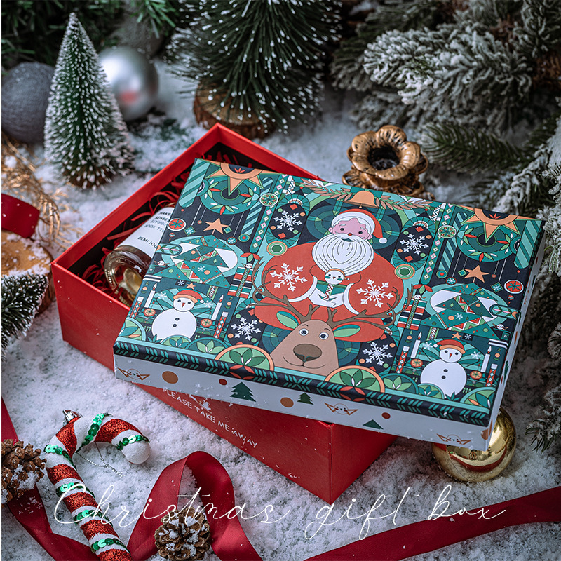 Custom Design Logo Christmas House Gift Kraft Paper Box With Lid with Gravnre Printing