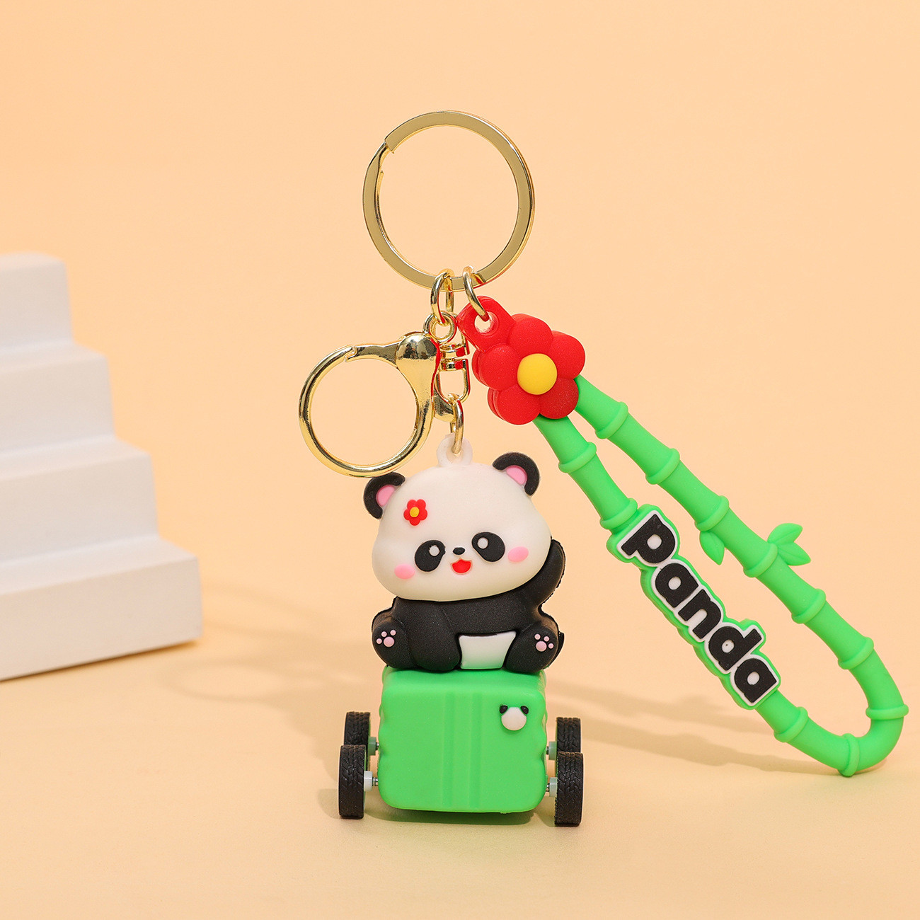 Silicone Keychain Pendants For Purse , Cute Panda Keychain Charms