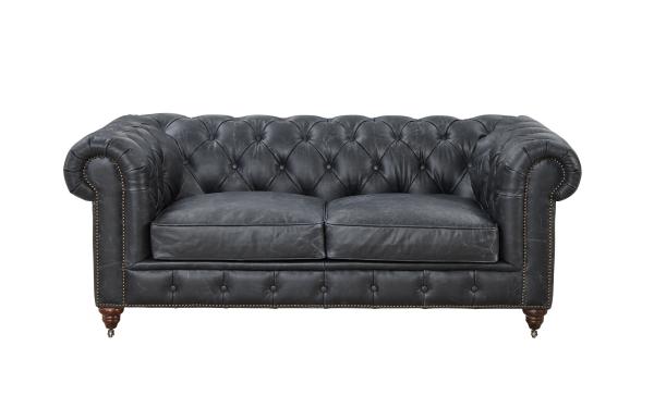 Buy cheap Vintage Slate Color 2 Seater Leather Sofa Grey , Leather Couch Two Seater Chesterfield Love Seat from wholesalers