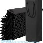 Black Wine Gift Bag, Wine Tote Bags Bulk Kraft Paper Bag With Handles For Party,