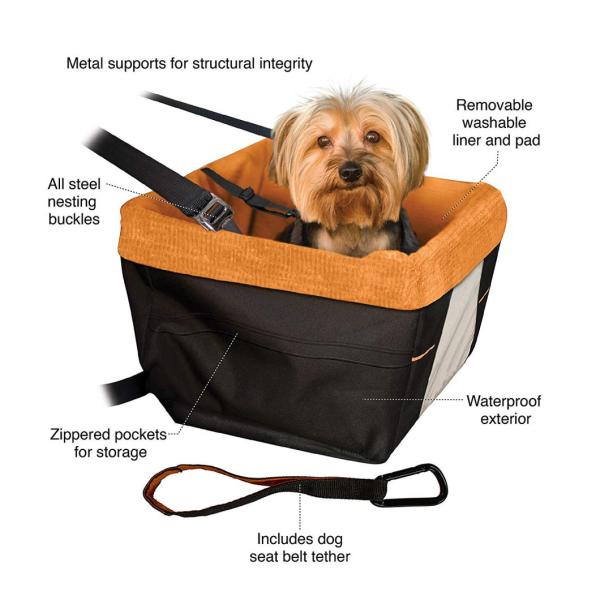 Hot Selling Soft Comfortable Portable Dog Booster Car Seat with Clip-on Safety Leash