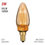 2W E14 LED C35 Bulb, Deco Light, Fashionable Glass Bulb, Warm White Lamp, LED