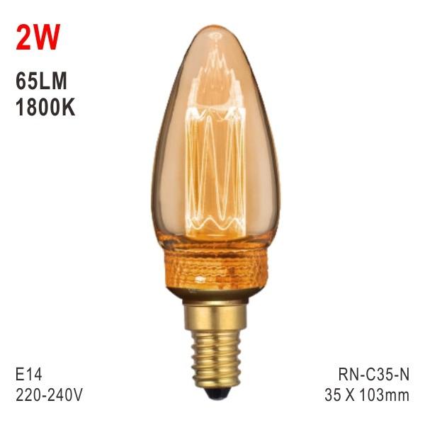 Buy cheap 2W E14 LED C35 Bulb, Deco Light, Fashionable Glass Bulb, Warm White Lamp, LED Candle from wholesalers