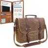 Buy cheap MENS MESSENGER BAG 15.6 INCH WATERPROOF VINTAGE GENUINE LEATHER WAXED CANVAS BRIEFCASE LARGE SATCHEL SHOULDER BAG from wholesalers