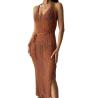 Buy cheap Small Quantity Clothing Factory Solid Color Knitted Suspenders Dress Beach Casual Sweater Outer Skirt Women from wholesalers