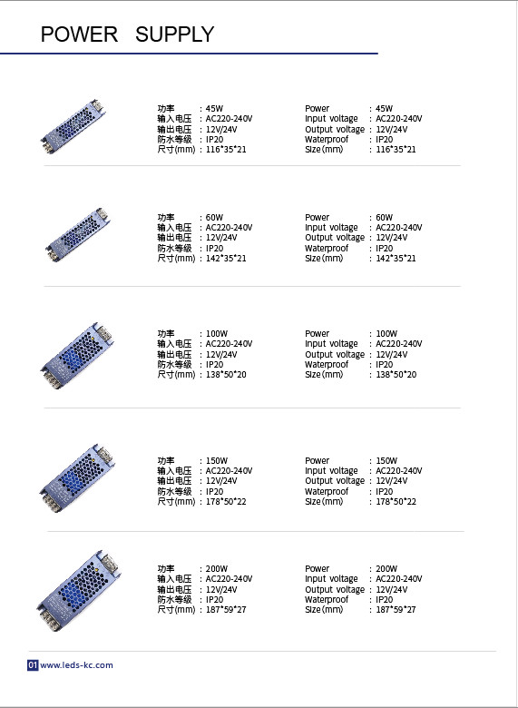 Outdoor 12V 24V LED Power Supply 60W - 500W IP67 Waterproof LED Driver For LED Strip Light