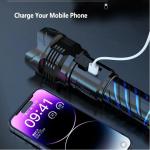 Super Bright Rechargeable LED Flash Light Aluminum Alloy Zoom Digital Display