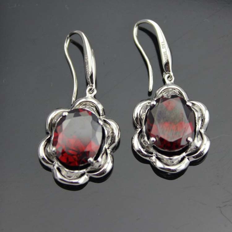 925 Sterling Silver Blue Topaz Cubic Zircon Dangle Drop Earrings (PSJ06345)