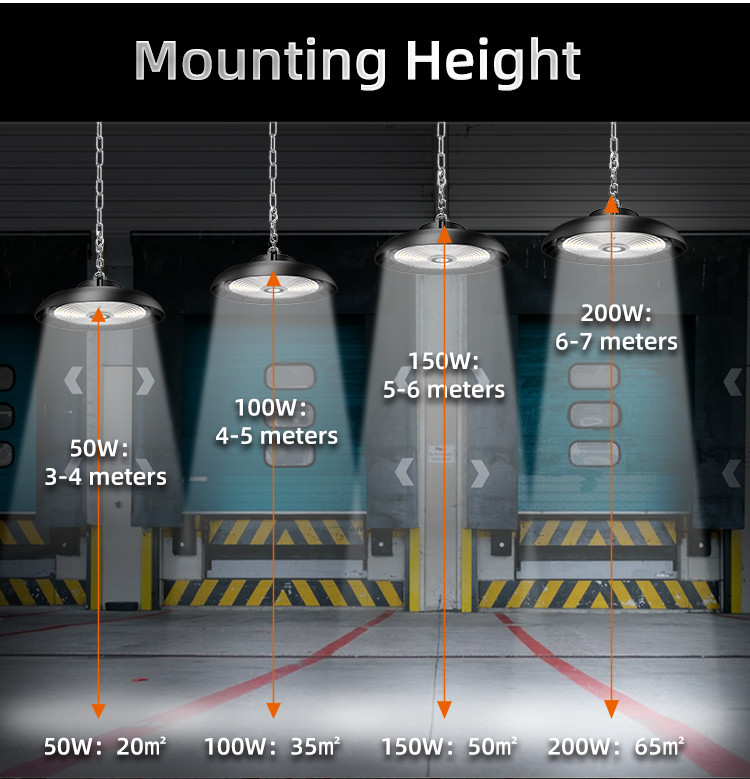 Workshop Sport Halls 50w 100w 150w 200w 300w Aluminum Industry Dimmable Explosion Proof IP65 UFO LED High Bay Light