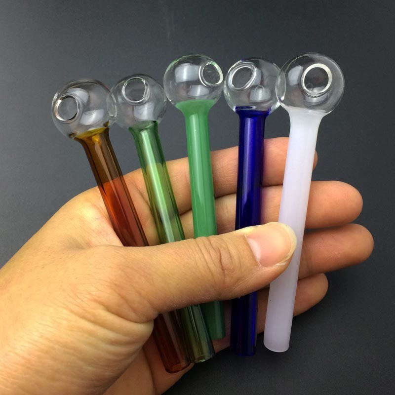 Borosilicate Glass Smoking Pipe / Smoking Oil Burner Pipes 10cm Round Shape