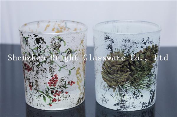 Buy cheap Spray Color Glass Candle Holder With Painting Logo from wholesalers
