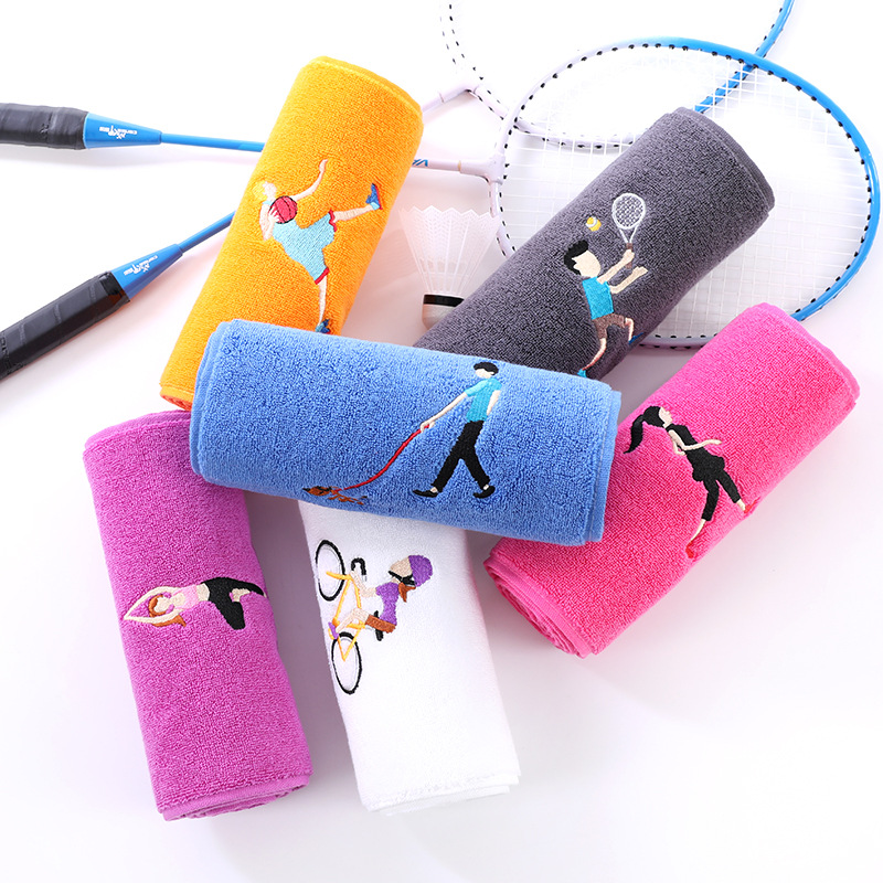Pure Cotton Sports Towel for All Ages Plain Weave Sweat-Wicking and Water-Absorbing