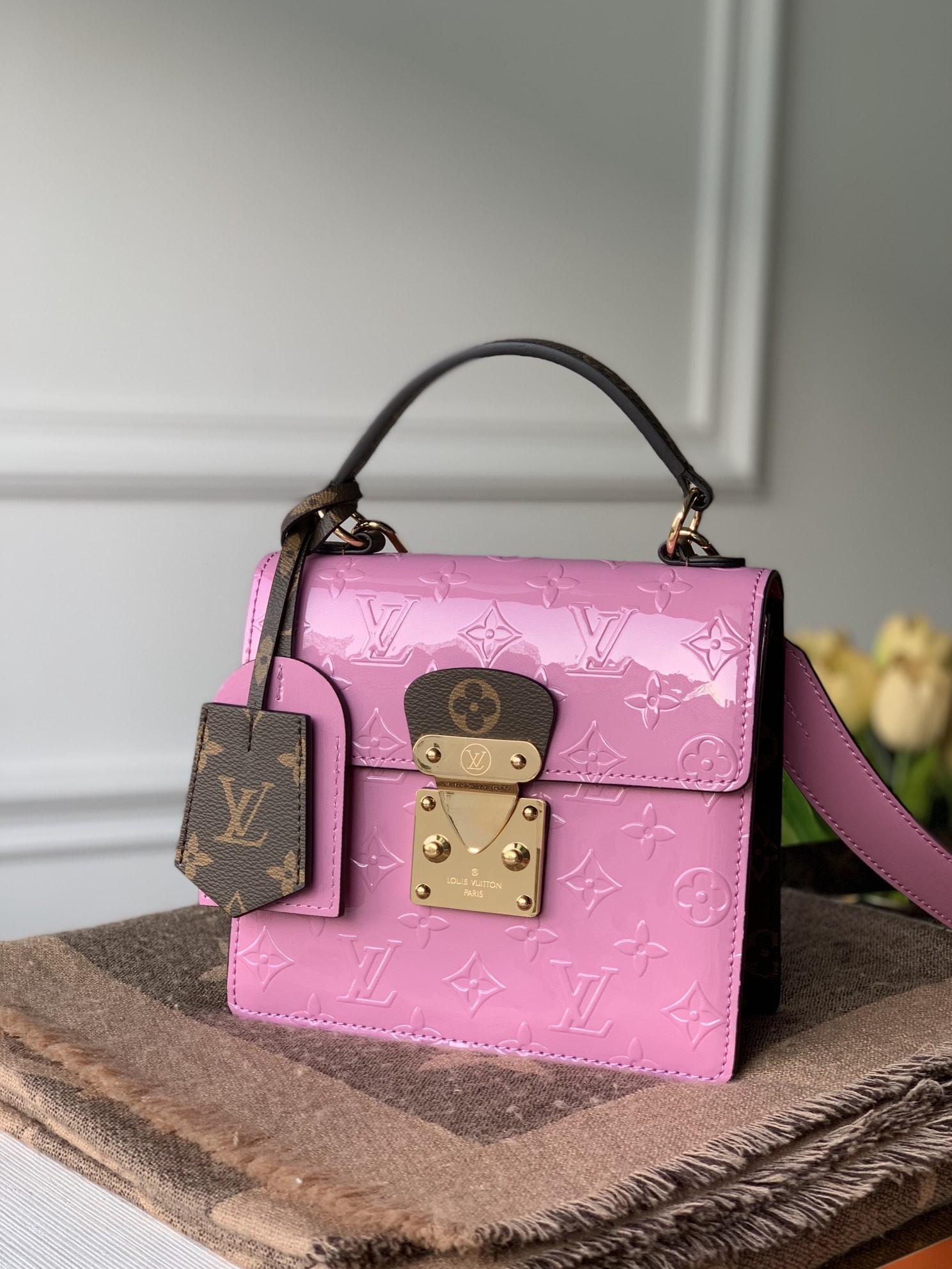 M90568 Spring Street Monogram Vernis patent leather and Monogram coated carvas and Epi leather handbag