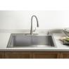 Buy cheap 25'' Double Bowl Top Mount Stainless Steel Kitchen Sink With Brushed Satin Finish from wholesalers