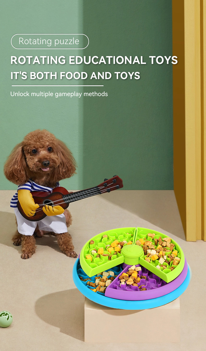 Anti Slip Pet Food Bowls Three Color Round Plate Slow Food For Dog And Cat