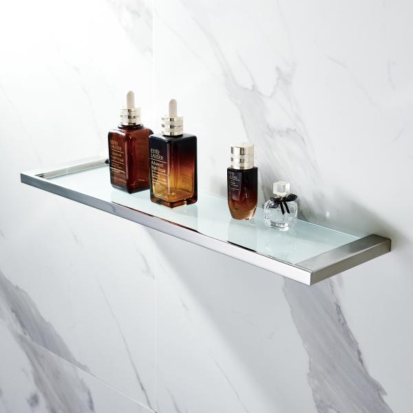 Kid Friendly Wall Mounted Glass Shelf With Metal Polished Finishing Stinless