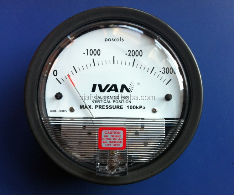 4" 120mm Mini Gas or Air Type Differential Pressure Gauge 0 60Pa ±2% FS Accuracy at 21C