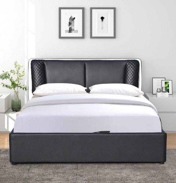 Full Size Black PU Leather Lift Up Storage Bed Leather Bed Manufacturers