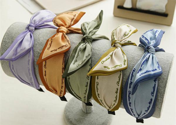 Buy cheap GLH032 Satin knotted rabbit ears wide hair hoop headband, women's monogrammed cloth hoop headband from wholesalers