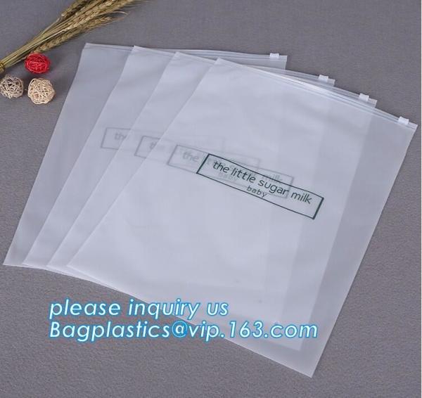 Buy cheap custom printed transparent bottom gusset slider zipper garment packaging pouch k swimwear clothing bag clear poly from wholesalers